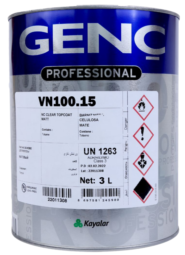 VN100.15/40/00 NC TopCoat Lacquer- Matt, Silk Matt, Gloss