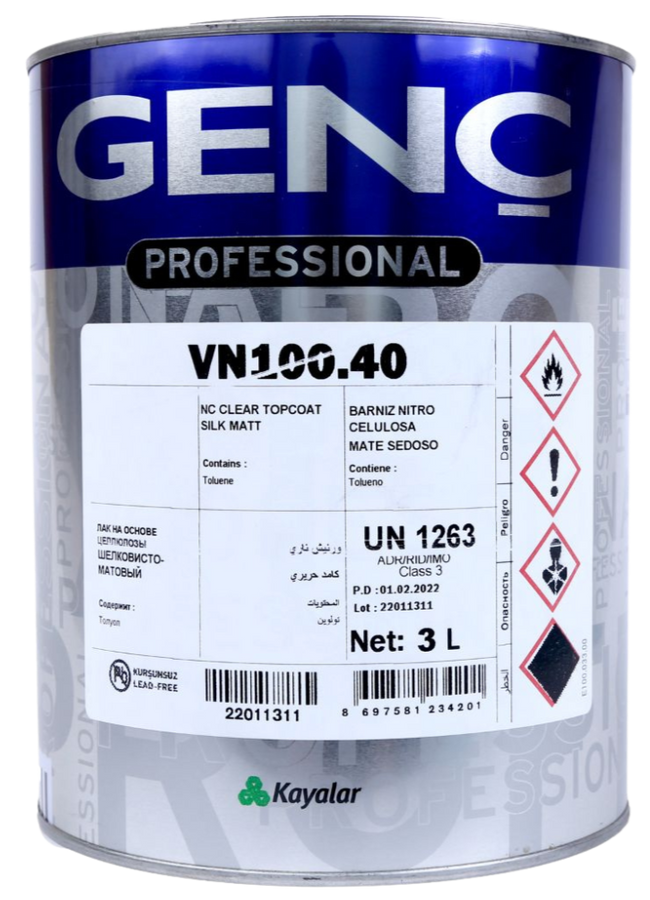 VN100.15/40/00 NC TopCoat Lacquer- Matt, Silk Matt, Gloss